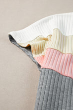 Load image into Gallery viewer, Gray Ribbed Color Block Patchwork T-shirt