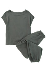 Load image into Gallery viewer, Gray Crinkled Texture Tee and Jogger Pants Set