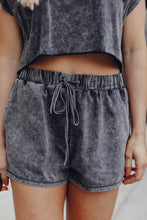Load image into Gallery viewer, Black Acid Washed Short Lounge Set