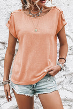 Load image into Gallery viewer, Apricot Pink Button Detail Batwing Sleeve Casual Tee