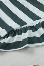 Load image into Gallery viewer, Sea Green Striped V Neck Ruffle Sleeve Top