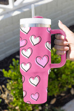 Load image into Gallery viewer, Rose Red Valentines Heart Printed Thermos Cup with Handle 40oz