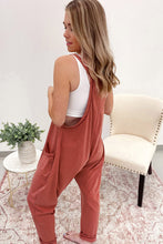 Load image into Gallery viewer, Gold Flame Side Pockets Harem Pants Sleeveless V Neck Jumpsuit