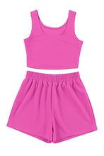 Load image into Gallery viewer, Rose Rib Knitted Sleeveless Crop Top and Elastic Waist Shorts Set