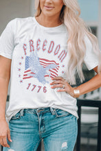 Load image into Gallery viewer, White FREEDOM Eagle Flag Print 1776 Graphic Tee