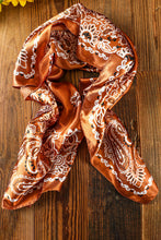 Load image into Gallery viewer, Gold Flame Vintage Fashion Satin Paisley Flower Prints Square Scarf
