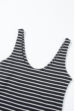 Load image into Gallery viewer, Black Stripe Ribbed Knit Sleeveless Mini Dress