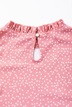 Load image into Gallery viewer, Pink Polka Dots Ruffle Flutter Sleeve Frilled Neck Blouse