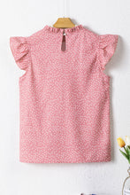 Load image into Gallery viewer, Pink Polka Dots Ruffle Flutter Sleeve Frilled Neck Blouse