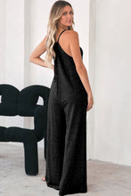 Load image into Gallery viewer, Black Loose Fit Side Pockets Spaghetti Strap Wide Leg Jumpsuit