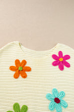 Load image into Gallery viewer, White Flower Crochet Round Neck Knitted Top