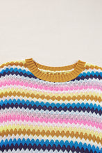 Load image into Gallery viewer, Khaki Trimmed Ruffle Sleeve Colorful Textured Sweater