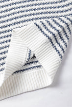 Load image into Gallery viewer, Blue Stripe Ribbed Trim Loose Fit Knitted Sweater Vest