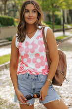 Load image into Gallery viewer, Pink Cute Flower Knitted V Neck Tank Top