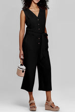 Load image into Gallery viewer, Pink Buttoned Sleeveless Cropped Jumpsuit with Sash