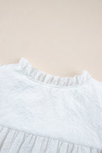 Load image into Gallery viewer, White Ruffle Accent Flutter Sleeve Notch Neck Top