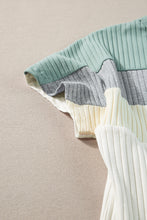 Load image into Gallery viewer, Moonlight Jade Ribbed Color Block Patchwork T-shirt