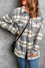 Load image into Gallery viewer, Brown Plaid Print Pocket Women Shacket
