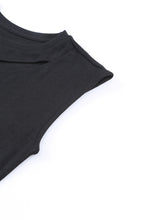 Load image into Gallery viewer, Black Slash Cutout Cap Sleeve T Shirt