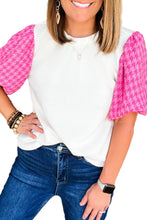 Load image into Gallery viewer, White Contrast Tweed Puff Sleeve Top