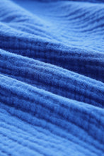 Load image into Gallery viewer, Blue Textured Knotted Straps High Waist Wide Leg Romper