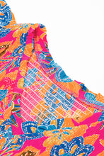 Load image into Gallery viewer, Rose Red Boho Floral V Neck Ruffle Tiered Long Dress