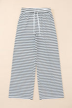 Load image into Gallery viewer, White Drawstring Striped Wide Leg Pants