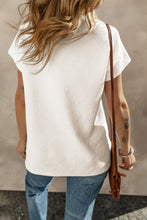 Load image into Gallery viewer, White Textured V Neck Collared Short Sleeve Top