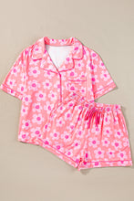 Load image into Gallery viewer, Pink Flower Print Short Sleeve Shirt Pajamas Set