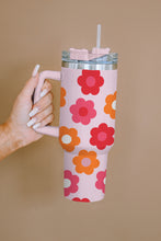 Load image into Gallery viewer, Multicolor Flower Print Handled Stainless Steel Vacuum Cup 40oz