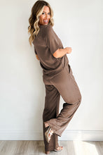 Load image into Gallery viewer, Smoke Gray Solid Color T Shirt 2pcs Wide Leg Pants Set