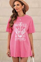 Load image into Gallery viewer, Pink Guitar Slogan Letter Graphic Print Oversized T Shirt