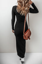Load image into Gallery viewer, Black Long Sleeve Square Neck Maxi Bodycon Dress