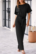 Load image into Gallery viewer, Red Belted Wide Leg Jumpsuit