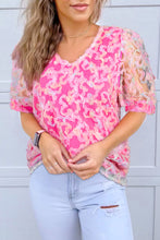 Load image into Gallery viewer, Bonbon Flowery Mesh Short Puff Sleeve Blouse