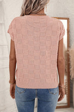 Load image into Gallery viewer, Dusty Pink Lattice Textured Knit Short Sleeve Sweater