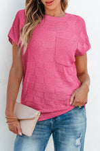 Load image into Gallery viewer, Bright Pink Lattice Textured Knit Short Sleeve Sweater