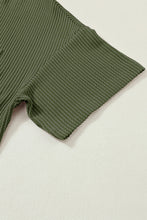 Load image into Gallery viewer, Jungle Green Corded V Neck Chest Pocket Loose T-shirt