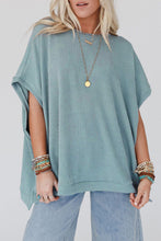 Load image into Gallery viewer, Apricot Ribbed Knit Batwing Sleeve Tunic Oversized T Shirt