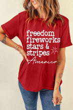 Load image into Gallery viewer, Red American Freedom Day Slogan Print T Shirt