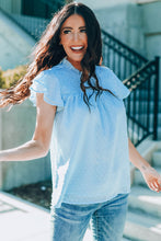 Load image into Gallery viewer, Green Tiered Sleeve Frilled Neck Dotted Top