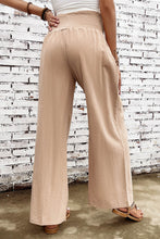 Load image into Gallery viewer, Black Smocked Wide Waistband High Waist Wide Leg Pants