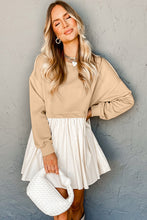 Load image into Gallery viewer, Pale Khaki Sweatshirt Poplin Mini Dress