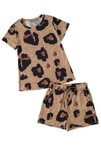 Load image into Gallery viewer, Leopard Pocket Short Sleeve Drawstring Lounge Set