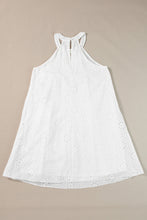 Load image into Gallery viewer, White Boho Eyelet Pattern Halter Neck Sleeveless Dress