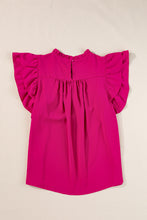 Load image into Gallery viewer, Rose Red Smocked Ruffle Sleeve Blouse