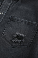 Load image into Gallery viewer, Black Ripped Denim Jacket