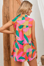 Load image into Gallery viewer, Multicolor Abstract Geometric Print Tassel Tie Flared Dress