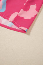 Load image into Gallery viewer, Rose Abstract Print Smocked Puff Sleeve V Neck Blouse