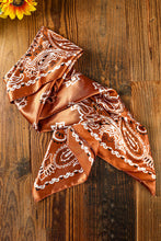Load image into Gallery viewer, Gold Flame Vintage Fashion Satin Paisley Flower Prints Square Scarf